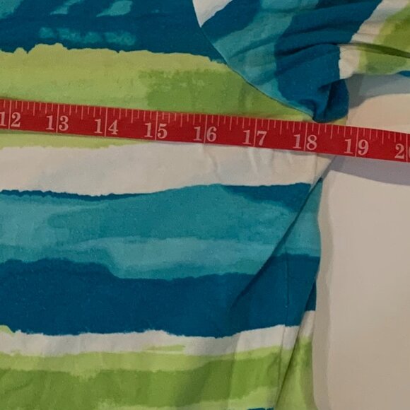 EUC Sapphire Star Women's Medium Top Colorful Green White Blue Stripes + Beads - Picture 9 of 13